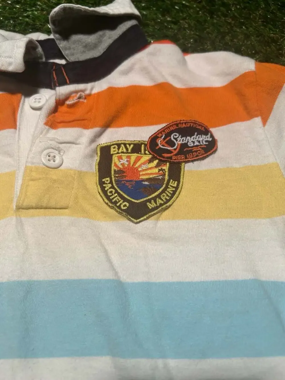 Gap Rainbow Striped Polo Bay Marine Patch